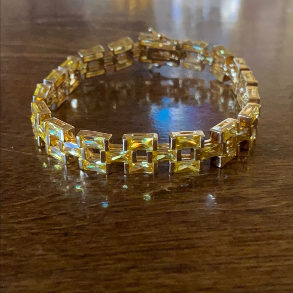 Sterling s gold plated citrine stone bracelet